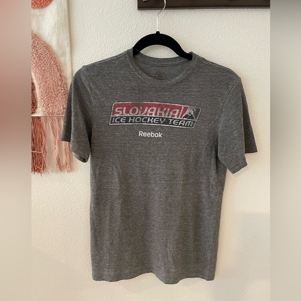Reebok Slovak Ice Hockey Grey Tee Shirt Size Small